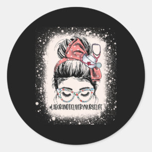 Messy Bun Labor und Lieferung Krankenversicherung  Runder Aufkleber
