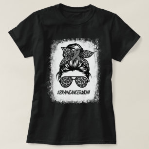 Messy Bun Leopard Frauen Gehirntumorbewusstsein T-Shirt