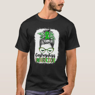 Messy Bun Leopard Gastroschisis Warrior Scoliose T-Shirt