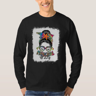 Messy Bun Leopard Gefärbte Krawatte Principal Off  T-Shirt