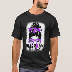 Messy Bun Leopard Lila Ribbon Epilepsy Warrior T-Shirt