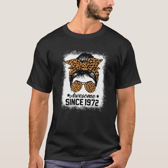 Messy Bun Leoprad Phantastisch seit 1972 50 Jahre  T-Shirt (Vorderseite)