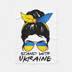 Messy Bun Mädchen Ukraine Ich stehe' mit Ukraine-F Fleecedecke