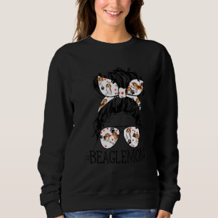 Messy Bun Mama Beagle Mama Brille Muttertagshund Sweatshirt