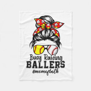 Messy Bun Mama beider Baseball Softball beschäftig Fleecedecke