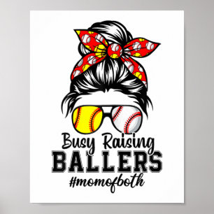Messy Bun Mama beider Baseball Softball beschäftig Poster