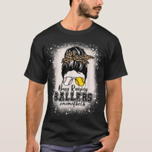 Messy Bun Mama beider Baseball Softball beschäftig T-Shirt