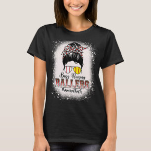 Messy Bun Mama beider Baseball Softball beschäftig T-Shirt