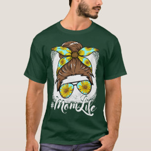 Messy Bun Mama Leben Sonnenblumen Hippie MuttiLife T-Shirt