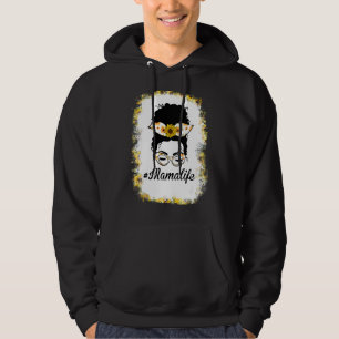Messy Bun Mama Life Sonnenblumen Mama Leben Frauen Hoodie