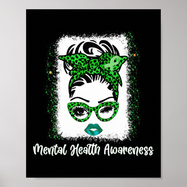 Messy bun Mental Health Awareness Ribbon Monat Mai Poster (Vorne)