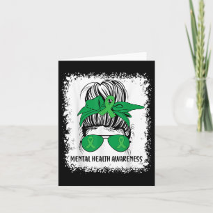Messy Bun Mental Health S Awareness Green Ribbon _ Karte