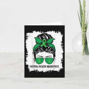 Messy Bun Mental Health S Awareness Green Ribbon _ Karte