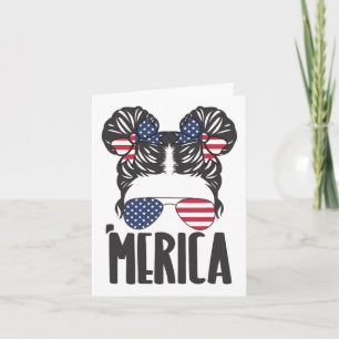 Messy Bun Merica Sungles Women Girls Usa Flag 4. Karte
