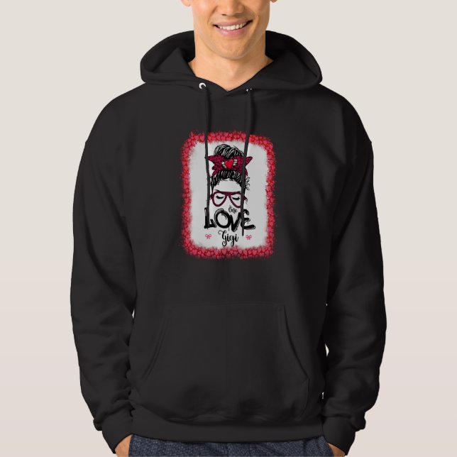 Messy Bun One Loved Gigi Mother Mommy Women Valent Hoodie (Vorderseite)