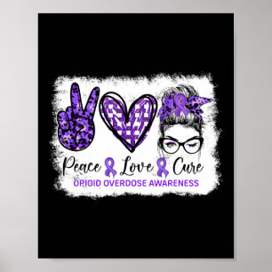 Messy Bun Peace Liebe Cure Lila Ribbon Opioid Ove Poster