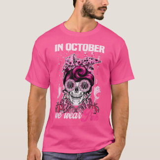 Messy Bun Pink Leopard im Oktober tragen wir Pink T-Shirt