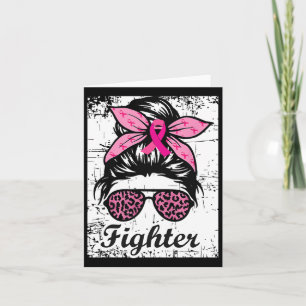 Messy Bun Pink Warrior Brustkrebs Bewusstsein Karte