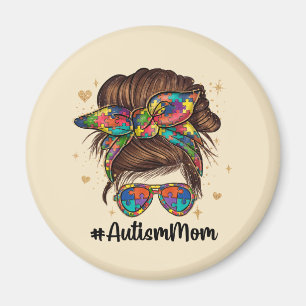 Messy Bun Proud Autism Mom Magnet