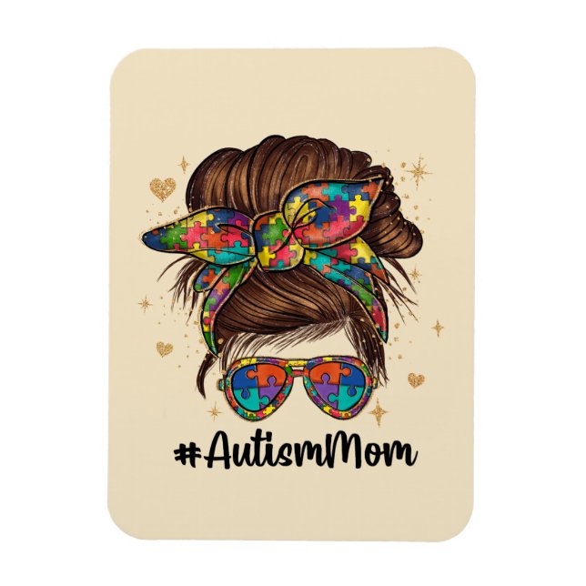 Messy Bun Proud Autismus Mama Magnet (Vertikal)