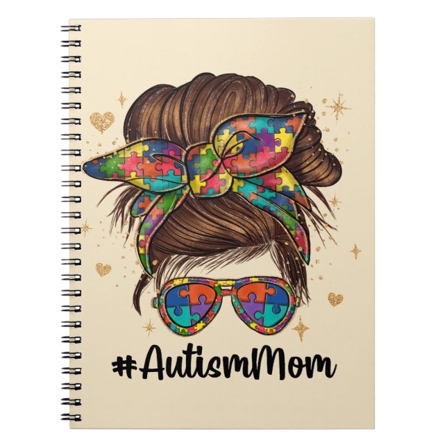 Messy Bun Proud Autismus Mama Notizblock (Vorderseite)