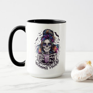 Messy Bun Skeleton "MUMMY VIBES" Kaffee Tasse