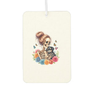 Messy Bun Skeleton Niedlich Puppy Dog liebt Hallow Autolufterfrischer