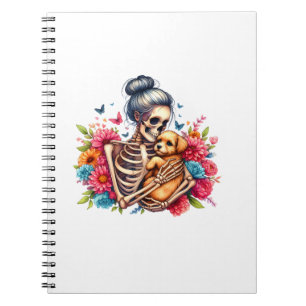 Messy Bun Skeleton Niedlich Puppy Dog liebt Hallow Notizblock
