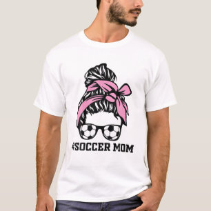 Messy Bun Soccer Mom Life Game Day Cheer Mom T-Shirt