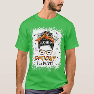 Messy Bun Spooky Busfahrer gebleicht Halloween Pum T-Shirt
