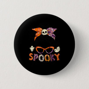 Messy Bun Spooky Oma Fun Halloween Kostüm Wom Button