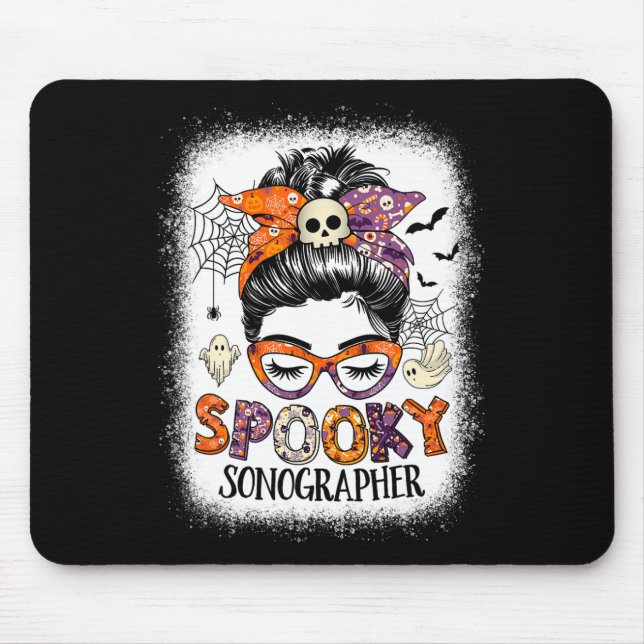 Messy Bun Spooky Sonographin Funny Halloween Costu Mousepad (Vorne)