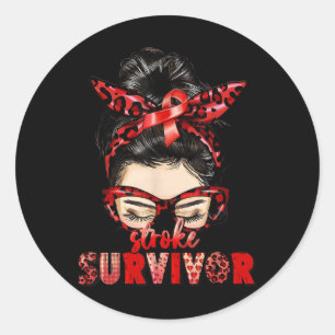 Messy Bun Stroke Survivor Warrior Stroke Awareness Runder Aufkleber