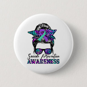 Messy Bun Suicide Prevention Awareness Suicide Rib Button
