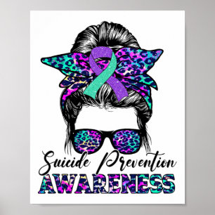 Messy Bun Suicide Prevention Awareness Suicide Rib Poster