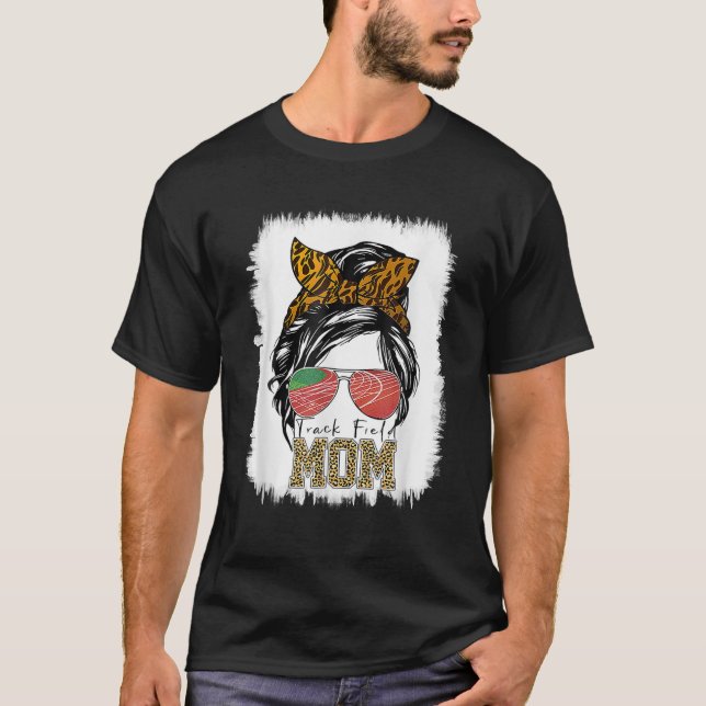 Messy Bun Track Field Mama mit Lover Runner Mot T-Shirt (Vorderseite)