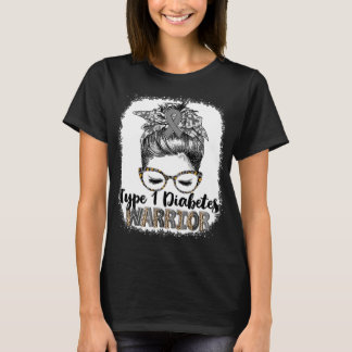 Messy Bun Typ 1 Diabetes Warrior T-Shirt