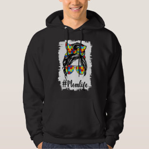 Messy Bun Women Autismus Bewusstsein Mama Leben Mu Hoodie