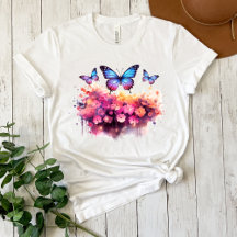 Messy Butterfly Watercolor T - Shirt