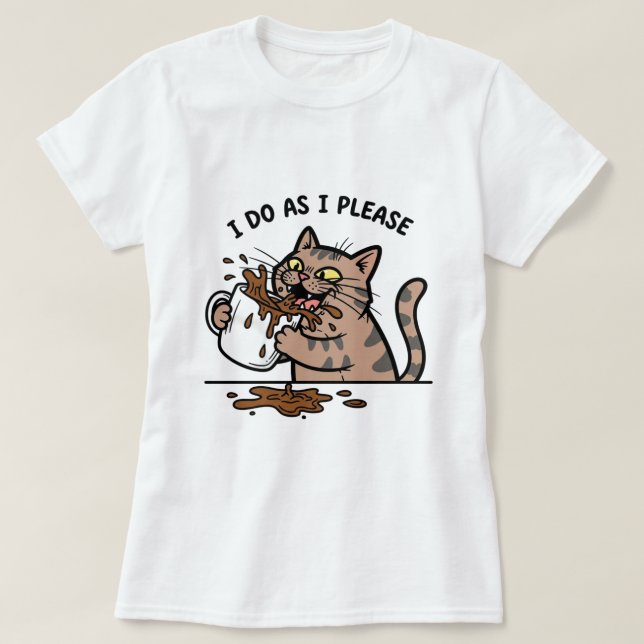 Messy cat drinking coffeeT-Shirt T-Shirt (Design vorne)