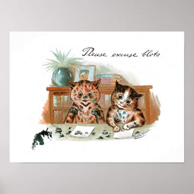 Messy Cats von Louis Wain Postcard Poster (Vorne)