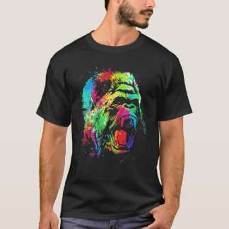Messy Color Gorilla Rainbow Spritzer Colorful Gori T-Shirt