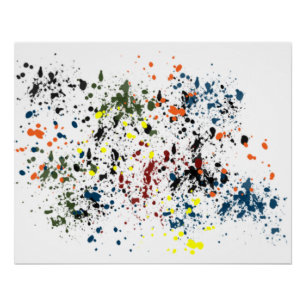 Messy Colorful Paint Spritzers Moderne Abstrakt Po Poster