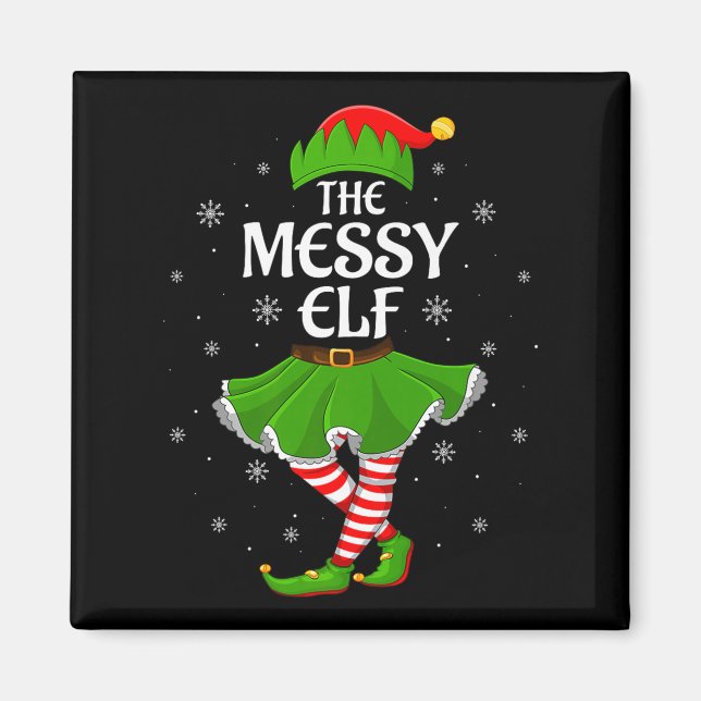 Messy Elf Christmas Family Girls Women Elf Squad X Magnet (Vorne)