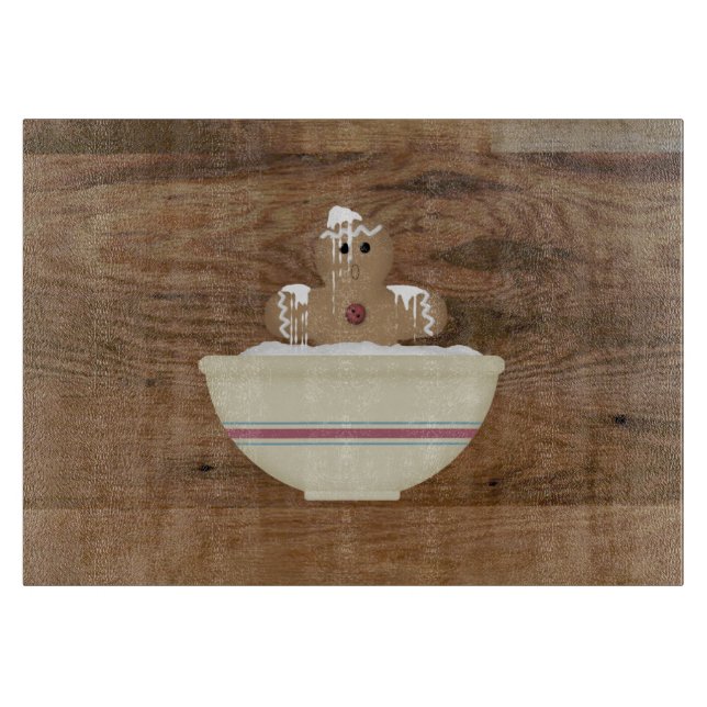Messy Gingerbread Man Glass Cutting Board Schneidebrett (Vorderseite)