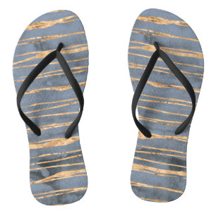Messy Gold Line   Blue Periwinkle   BERUFLICH Flip Flops