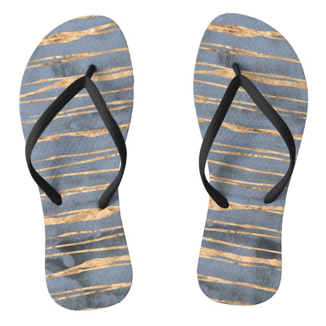 Messy Gold Line | Blue Periwinkle | BERUFLICH Flip Flops (Fußbett)