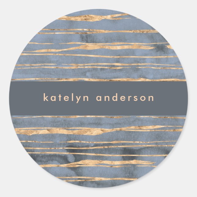 Messy Gold Line | Blue Periwinkle | BERUFLICH Runder Aufkleber (Vorderseite)