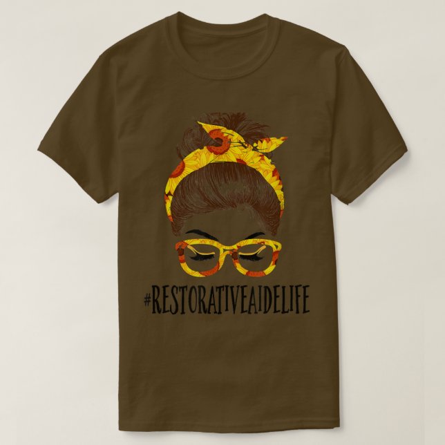 Messy Hair Bun Restorative Aide Sunflothers Mütter T-Shirt (Design vorne)