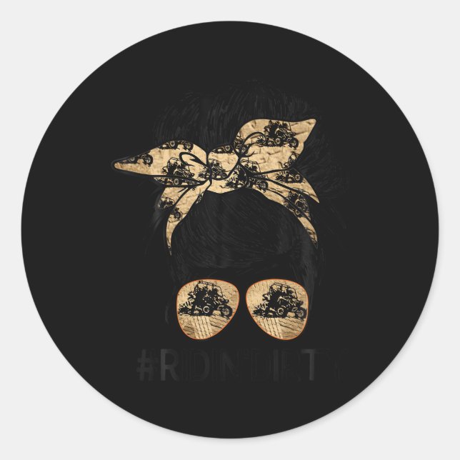 Messy Hair Glasses Riding Dirty ATV Sxs Rider Offl Runder Aufkleber (Vorderseite)